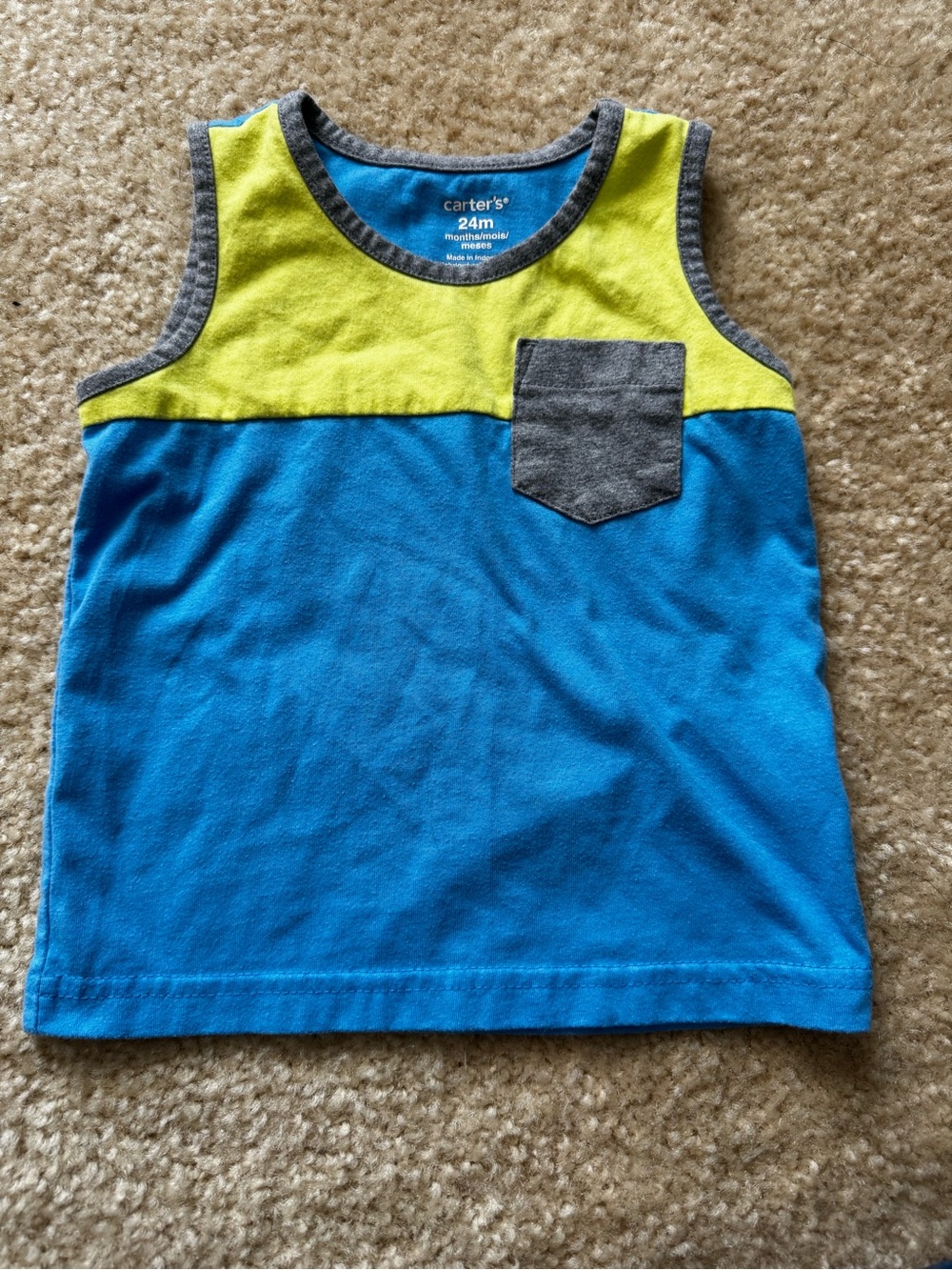 Carter's Blue, Yellow & Gray Tank Top